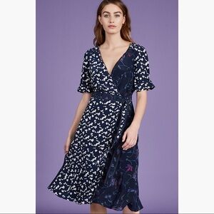 Tanya Taylor Luisa Wrap Dress Blue Size 8